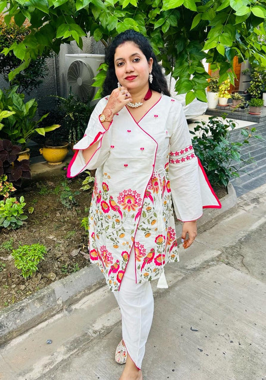 Embroidered Kurta Set with Tulip Pant - Elegant & Different